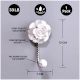 White Rose Flower Ceramic Wall Hook in Silver Fitting